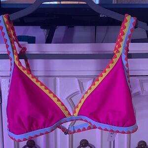 SHEIN Pink and Yellow Bikini Top